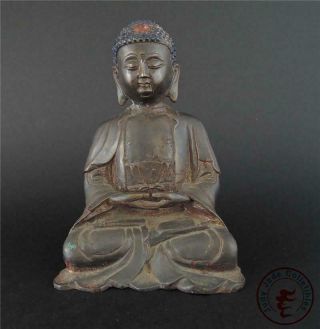 Large Antique Old Chinese Tibet Gilt Bronze Made Tibetan Buddha Sakyamuni Statue