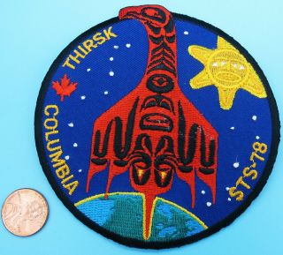Nasa Patch Vtg Space Shuttle Columbia Sts - 78 Thirsk - 4 "