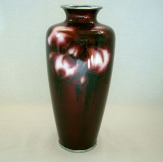 Vintage Japanese Ando Cloisonne Wired Rose Design Vase With Paulownia Box