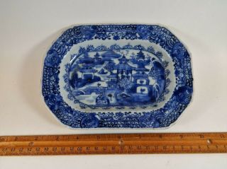 Small Antique Chinese Export Blue White Tray Platter 18th/19th Century 7 7/8 "