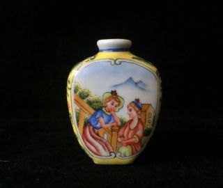 Antique Chinese Export Enamel On Porcelain Snuff Bottle