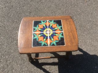 Vintage Catalina California Tile - Top Wood End Table Mission Arts And Crafts