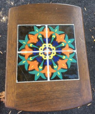 Vintage Catalina California Tile - Top Wood End Table Mission Arts And Crafts 3