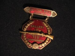 Vintage Nra National Rifle Assoc.  Gallery Sharpshooter Award Badge Pin 1940s