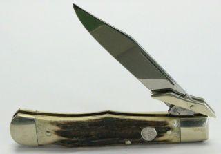 Vintage Boker Cheetah Swing Gaurd Pocket Knife Made In Solingen Germany Stag