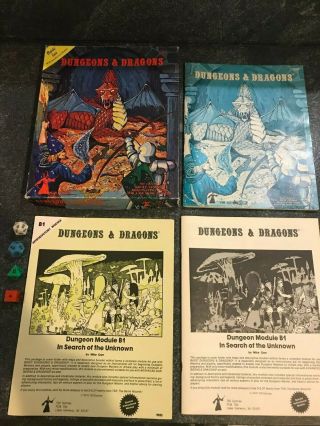 Vintage 1978 Dungeons & Dragons 2nd Ed.  Basic Set 1001 B1 Module W/ Dice Tsr Rpg