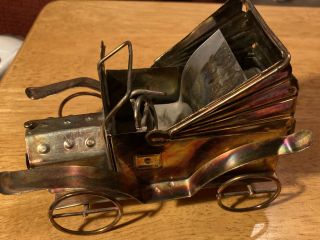 Berkley Metal Tin/ Copper Music Box Old Time Car Plays Happy Days Are Here Again