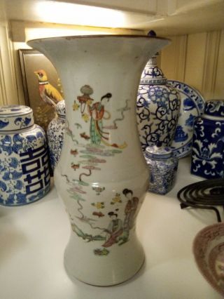 Antique Chinese Asian Porcelain Large Vase 14.  25 Inches Tall