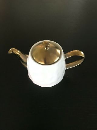 Nicole Miller Home White & Metallic Gold Teapot