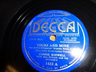 1937 Decca Sunburst lb.  Jazz 78/CONNIE BOSWELL w.  Ben Pollack Orch.  /E 3