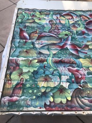 Vintage 70’s Ubud Balinese Painting Signed By Artist 28” X 51”