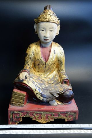 Antique Seated Buddha (painted Wood)