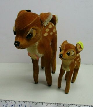 Vintage 1950s/60s Steiff 9 " & 6 " Bambi W/ Tags (made In Us Zone Germany)
