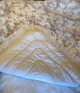 CROSCILL Vintage Comforter Shabby Chic Floral Victorian Lace Trim 83X90 2