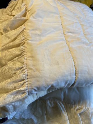CROSCILL Vintage Comforter Shabby Chic Floral Victorian Lace Trim 83X90 3