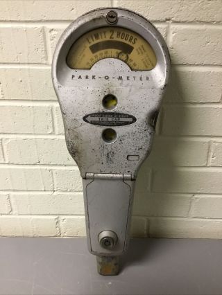 Antique Vintage Rockwell Park - O - Meter Parking Meter Head 2 Hour Limit