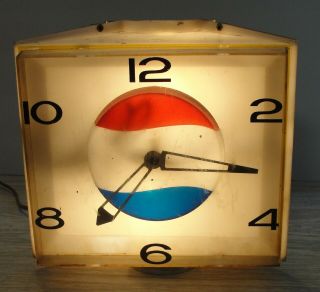 Vintage Pepsi Cola Light Up Clock Rare 1960 