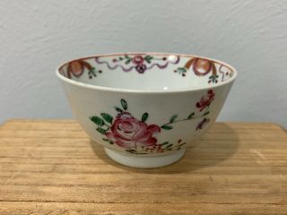Antique 18th Century Chinese Export Porcelain Tea Cup / Bowl W Floral Decoration