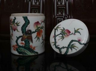 Jiaqing Signed Old Rare Famille Rose Chinese Porcelain Tea Caddy
