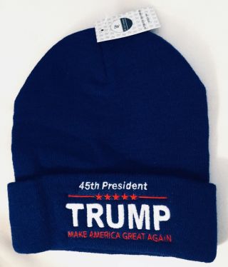 Trump Maga Beanie Ski Cap Make America Great Again White Red 45th President Hat