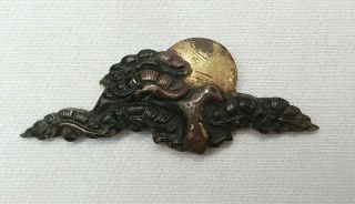 E396: Real old Japanese sword ornament MENUKI of copper of sun and moon design 2