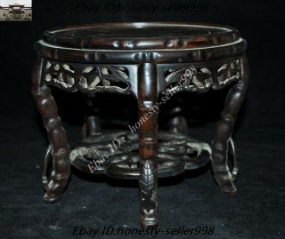 8 " Old Chinese Rosewood Wood Carved Bonsai Potted Plant Stand Flower Pot Base