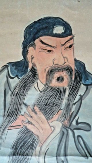 Huge 160 Cm Chinese Qing Scroll Painting General Guan Yu / Guan Gong