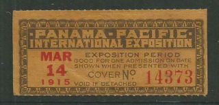Usa 1915 San Francisco " Panama - Pacific Expo " Ticket