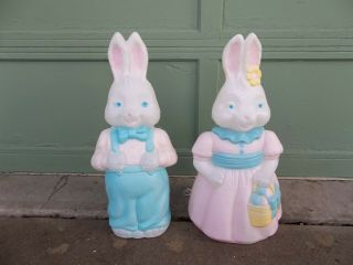 Vintage 1994 Carolina Easter Blow Mold Mr.  & Mrs.  Easter Bunny Rabbit Lighted