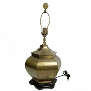 Vintage Wildwood Asian Brass Ginger Jar Lamp Hollywood Regency Mid - Century Shade