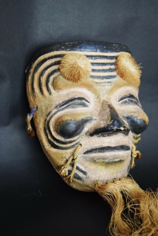Japanese Antique Okina Omen Mask カ (b102)