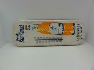 Vintage Sun Crest Thermometer Sign Soda Orange