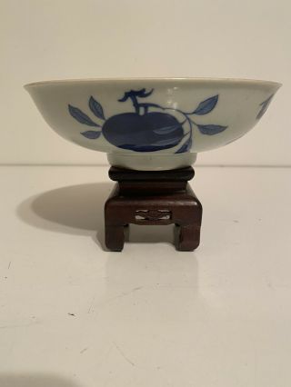 Antique Chinese 19th Century Blue And White Bowl With Endless Knot Mark