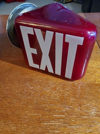 Vintage Wall Mount Glass Exit Sign Red