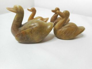 Old Chinese Carved Jade Duck Statues - A Set Of Four Different Sizes