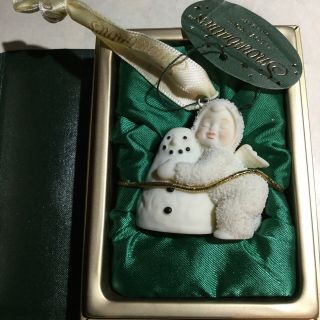 Department 56 Snowbabies Ornament I Love You 1998 White Bisque Baby And Snowman