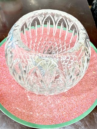 Vintage Large Round Waterford Cut Crystal Rose Bowl In Lismore Pattern
