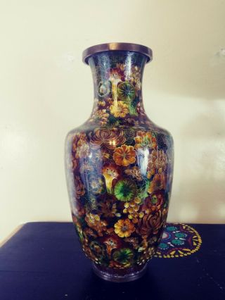 Vintage Chinese CloisonnÉ Vase 13 1/2 " Tall Rare Large