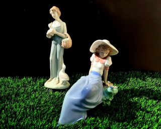 2 Nao By Lladro Spain Porcelain Figurine Glazed