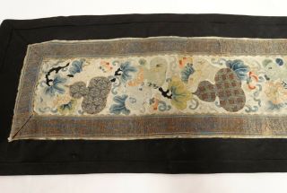 Antique Chinese 19th C Silk Embroidery Panel Floral 45.  5 " Long X 9.  75 " Wide