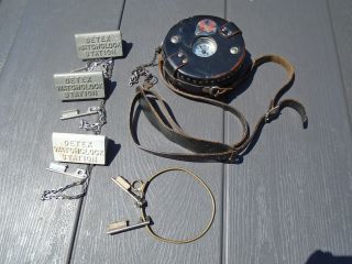 Vintage Detex Watchclock Corp - Guardsman Clock W/ Leather Case & Keys