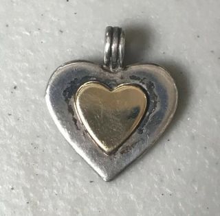 Vintage Tiffany Co Heart Shaped Charm Pendant Stamped Tiffany Sterling 18 K Trim