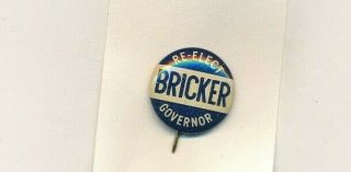 1940 John Bricker For Governor 7/8 " Litho Ohio Oh (dewey - Bricker Vp) Button