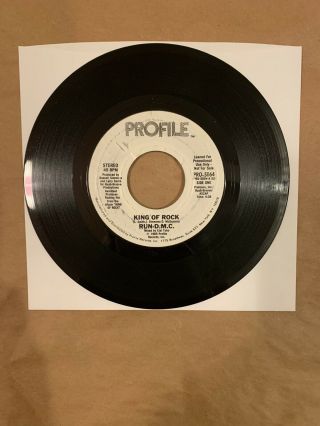 Run - Dmc - King Of Rock 45 Promo 1985 Profile Records