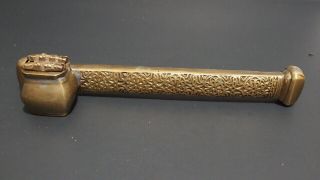 Antique Large Unusual Middle Eastern Persian Brass Inkwell Pen Box Qalamdan