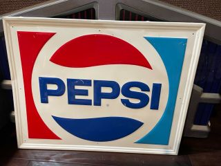 Vintage Pepsi Cola Advertising Embossed Metal Sign