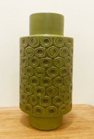 Large 14.  5 " Vintage Avocado Green Mccoy Scandia Ceramic Vase Mid Century Mcm
