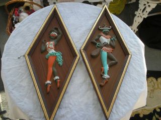 Vintage Harlequin Jester And Ballerina Wall Plaques Mid Century Modern Mcm