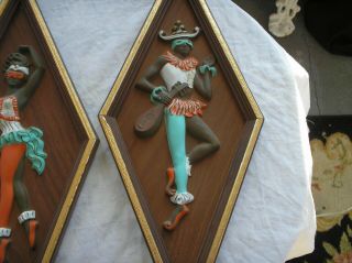 Vintage Harlequin Jester And Ballerina Wall Plaques Mid Century Modern MCM 3