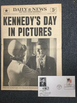 President John Kennedy Inauguration,  Cover - 1961 York Daily News Newspaper